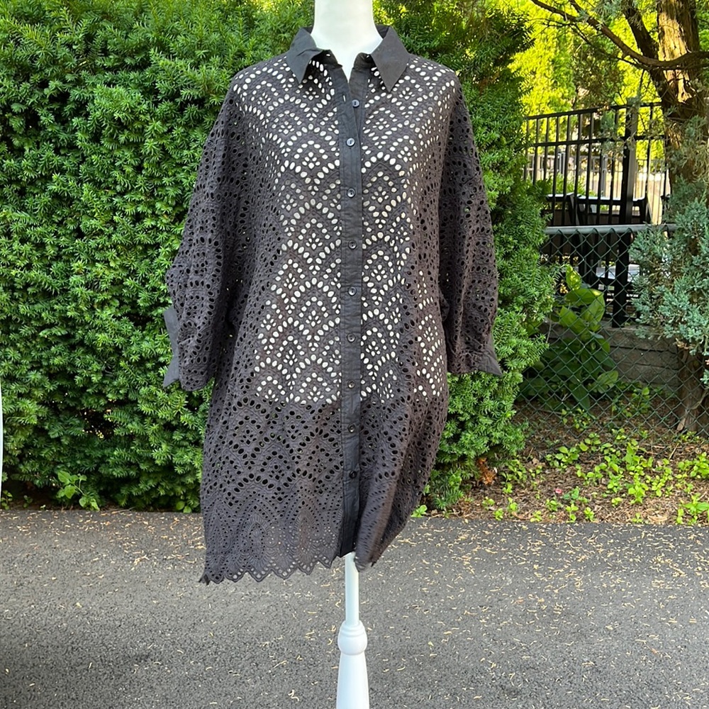 Sundress eyelet shirt dress bell sleeves Xs/small - Picture 4 of 11